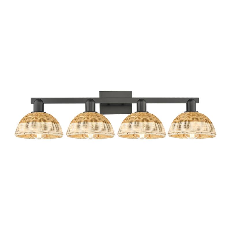 Innovations Lighting 716-4W-12-36 Natural Ballston Dome Vanity Natural - Matte Black / Natural