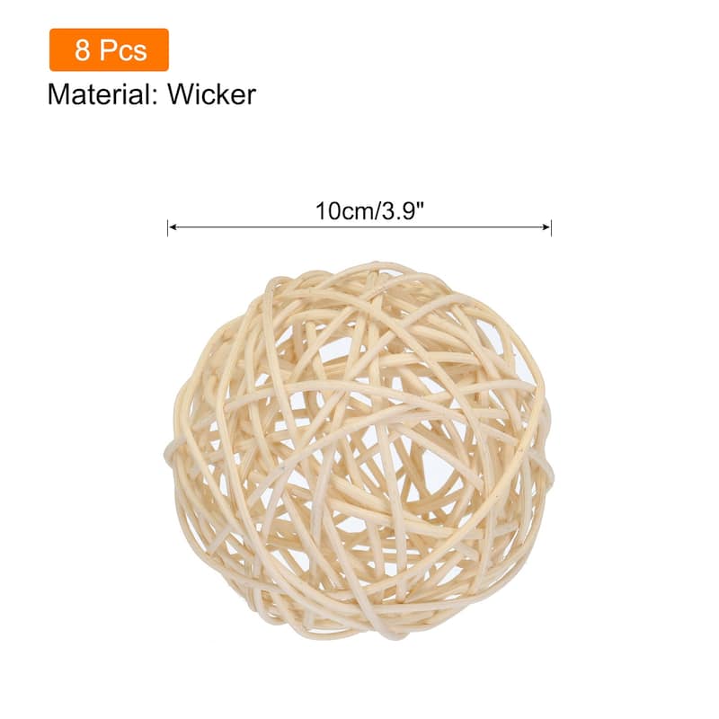 Wicker Rattan Balls 3.9 Inch Rattan Decorative Balls for Vase Fillers - Natural - 8 Pcs
