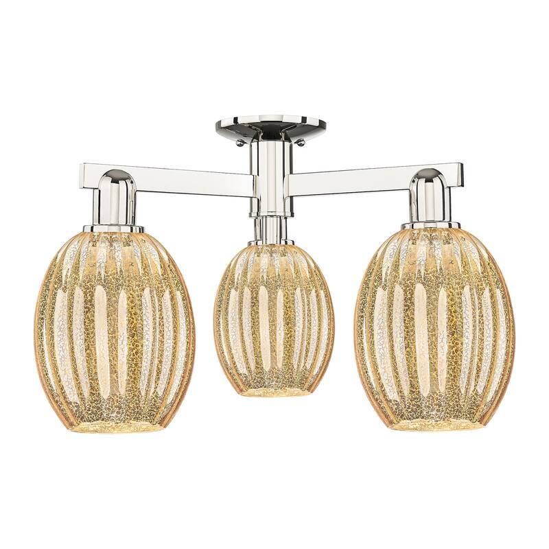 Innovations Lighting 716-3F-13-24 Preston Semi-Flush Preston 3 Light - Polished Nickel / Mercury