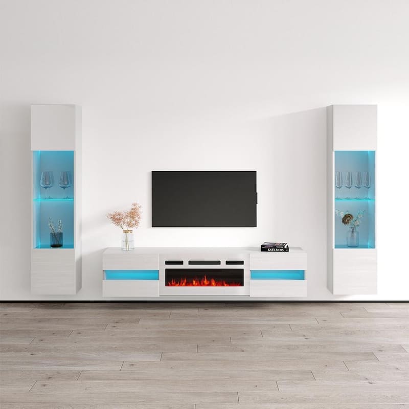 Metro WH-EF Floating Fireplace Entertainment Center - 42 - White