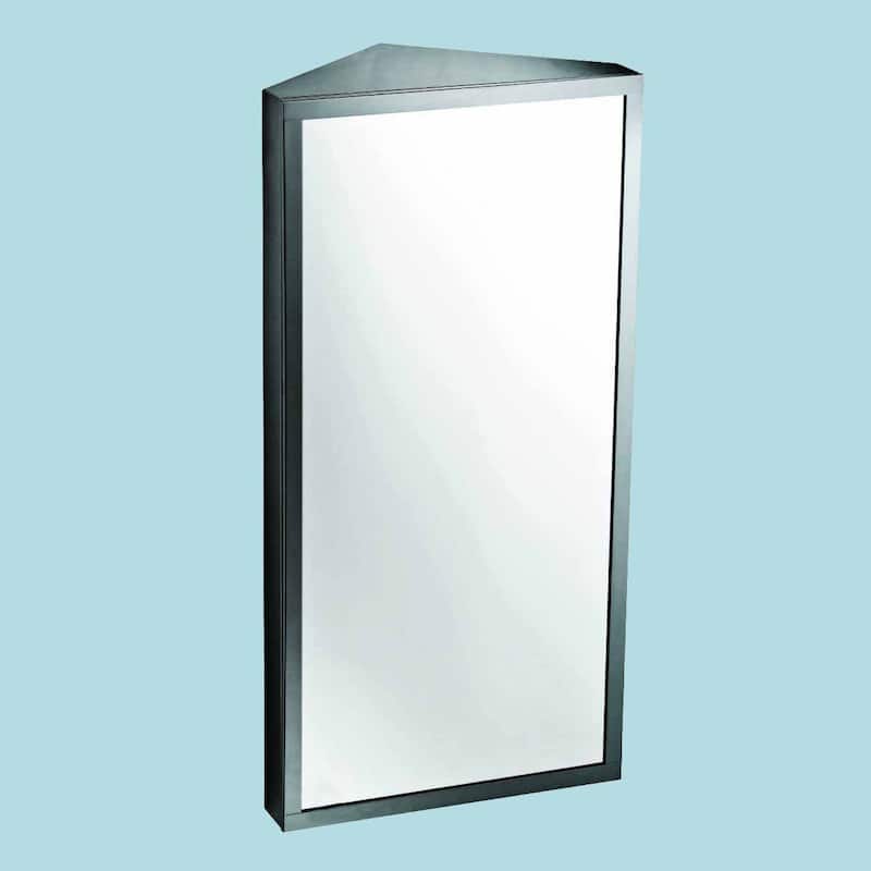 Corner Medicine Cabinet with Mirror R-Infinity Stainless Steel 3 Shelf Opens Right to Left Renovators Supply