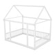 preview thumbnail 49 of 52, House Floor Bed with House Roof Frame and Safety Guardrails, Twin/Full Size Wooden Floor Montessori Bed House Bed for Kids