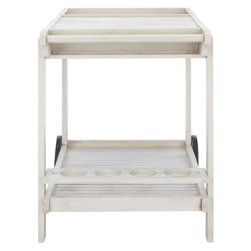 SAFAVIEH Outdoor Nallely Acacia Wood Tea Trolly - 24Wx39Dx30H