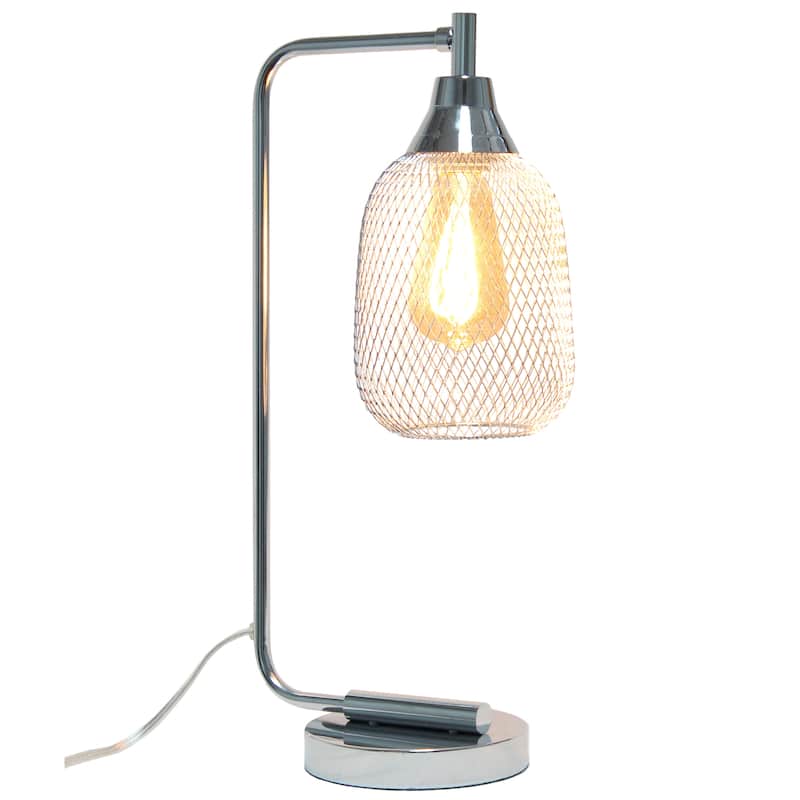 Desk Lamp with Mesh Wire Shade - 19" - Chrome Finished