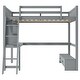 preview thumbnail 19 of 22, Solid Wood Loft Bed with Bulit-in Desk and LED Light, Full Size Loft Bedframe with Storage Bench, Shelves, 2 Drawers & USB Port
