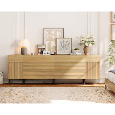 94.5" Modern Wood 8-Drawer Dresser With Reeded Design, Minimalist Dresser Organizer Storage