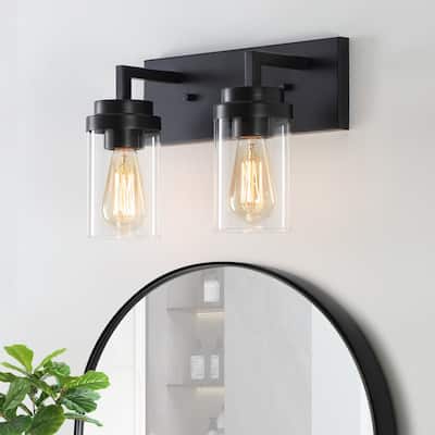 KAWOTI 2-Light Dimmable Bathroom Vanity Light with Clear Glass Shade