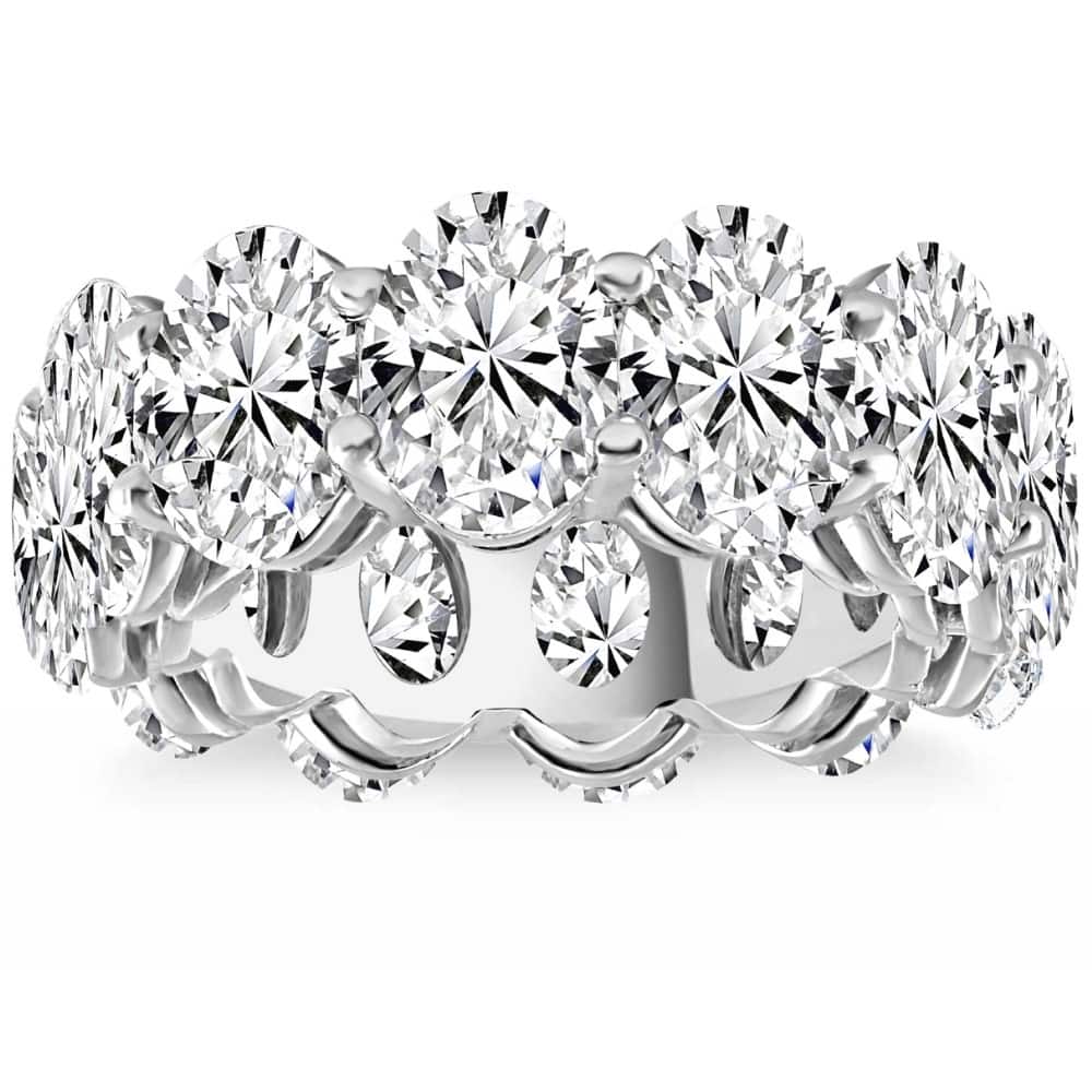 Bliss Diamond 12.50Ct Oval Moissanite Eternity Wedding Anniversary Women's Ring Gold