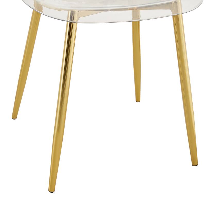 Modern Dining Table Set for 4-6, 63" Marble-Patterned Tempered Glass Table with Plastic Chairs, Compact Modern Kitchen Table Set