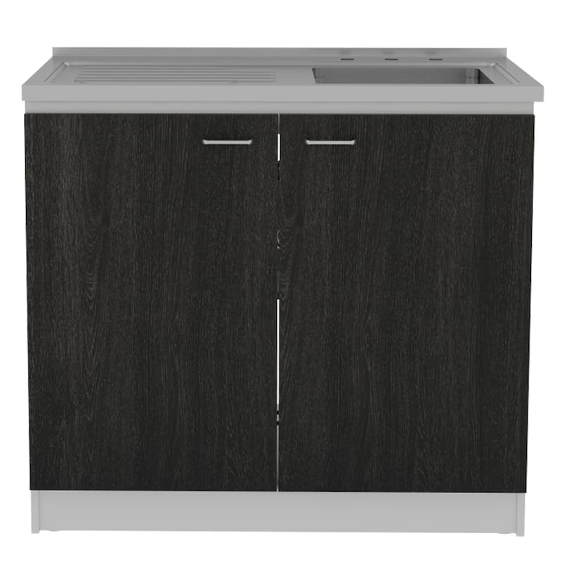 FM Furniture Oklahoma Utility Sink, Double Door Cabinet, and Stainless Steel Countertop