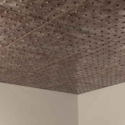 FASÄDE Dome Decorative Vinyl 2ft x 2ft Lay in Ceiling Panel in Bermuda Bronze (5 Pack)