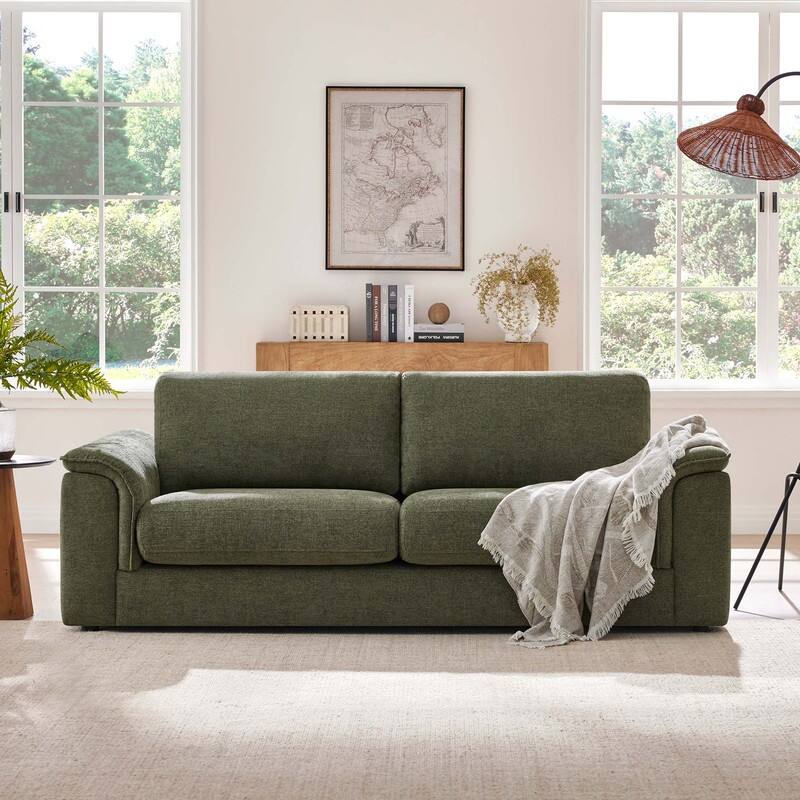 Spruce & Spring Upholstered Curved 3 Seat Sofa for Living Room