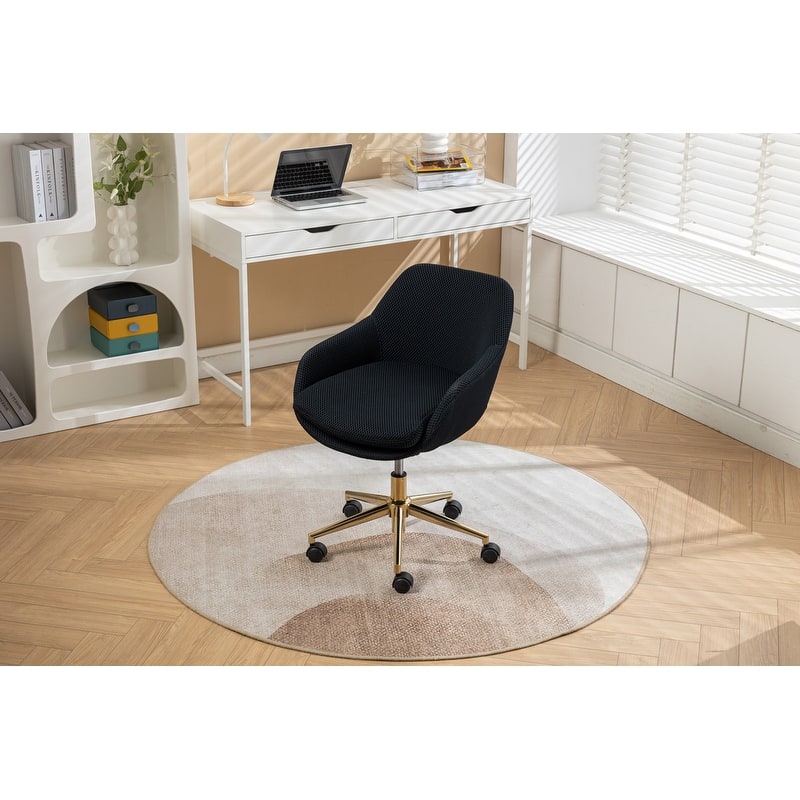 360°Swivel Home Office Chair With Adjustable Height and Gold Metal Base