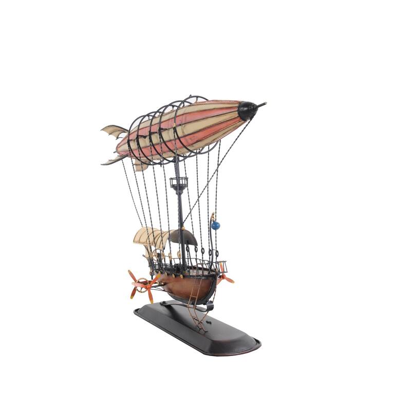 HomeRoots 12" Pink and Orange Metal Hand Painted Model Airplane Tabletop Sculpture - 5' X '12' X '14
