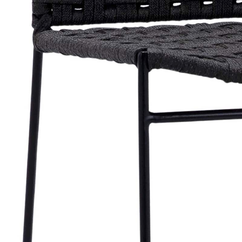 Alice Indoor-Outdoor Flat Rope and Iron Counter Stool