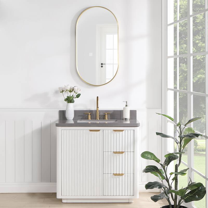 Cadiz Bath Vanity with Composite Stone Top and Mirror