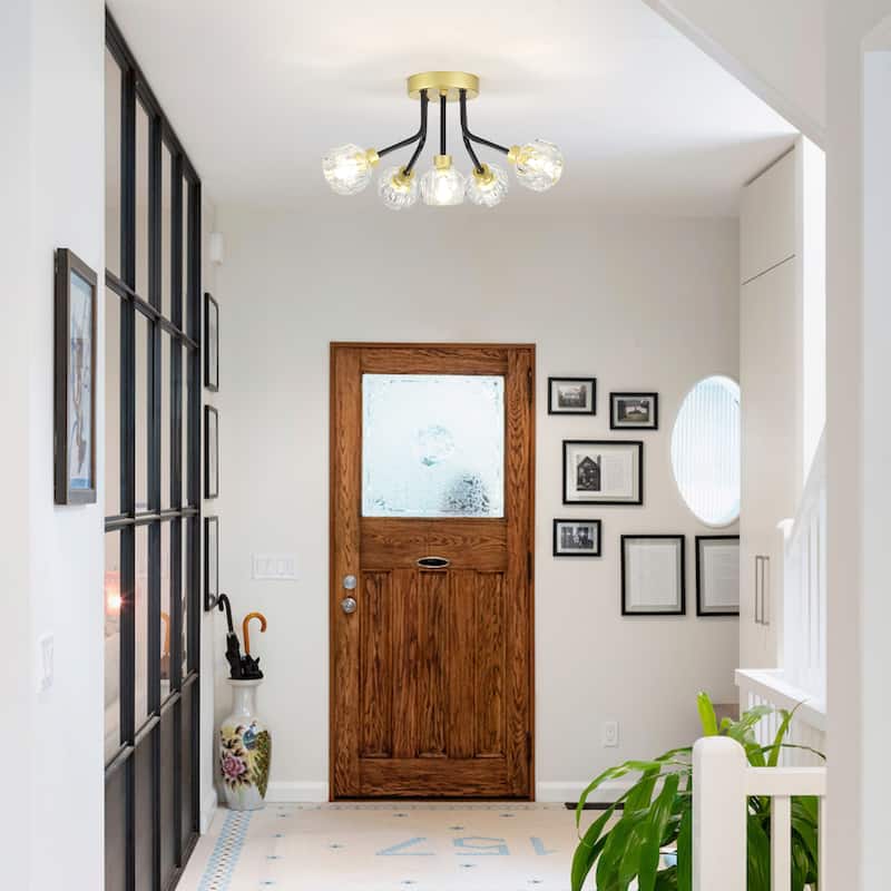 5-Light Semi Flush Mount Chandelier for Hallway Entryway Dining Room