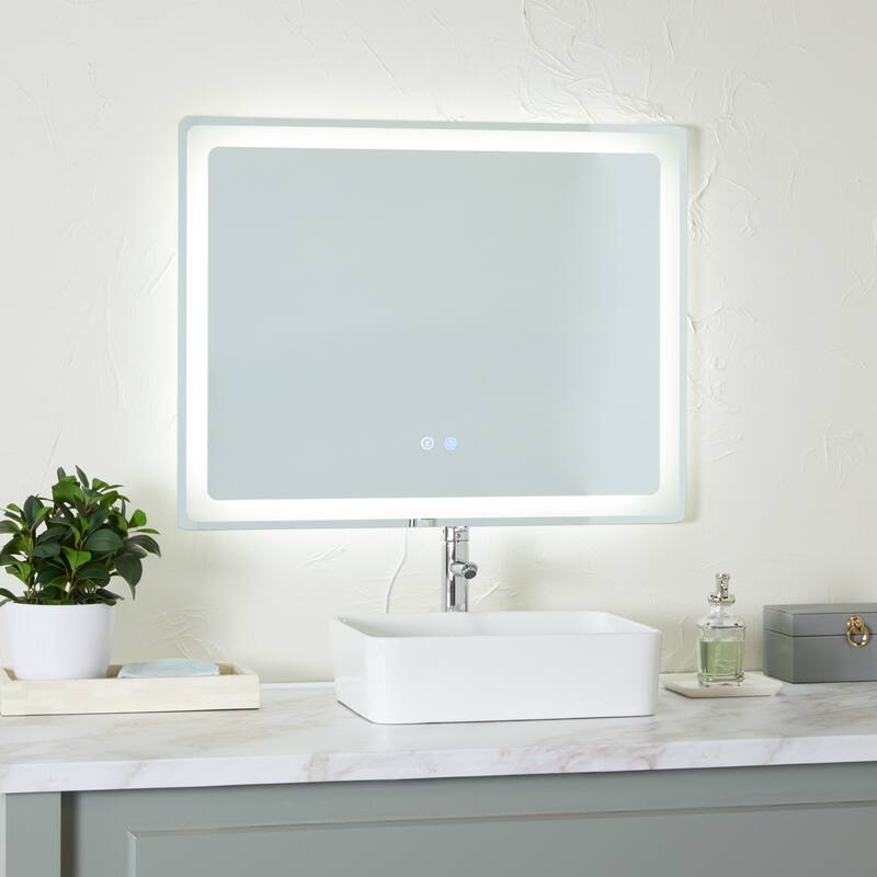 Clear Glass Modern Rectangle LED Mirror - MULTIPLE SIZES - 36 x 1 x 28