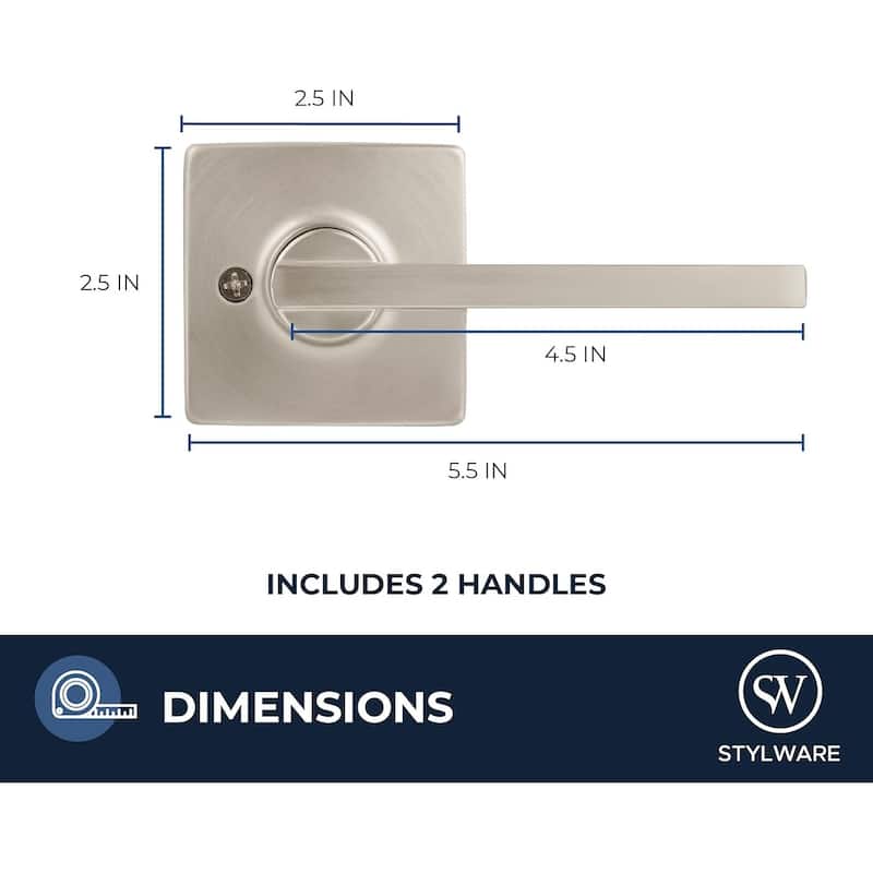 Stylware Maven Square Door Handles Lever | Reversible Handing for Standard Door Sizes | Interior Privacy, Passage & Dummy Use