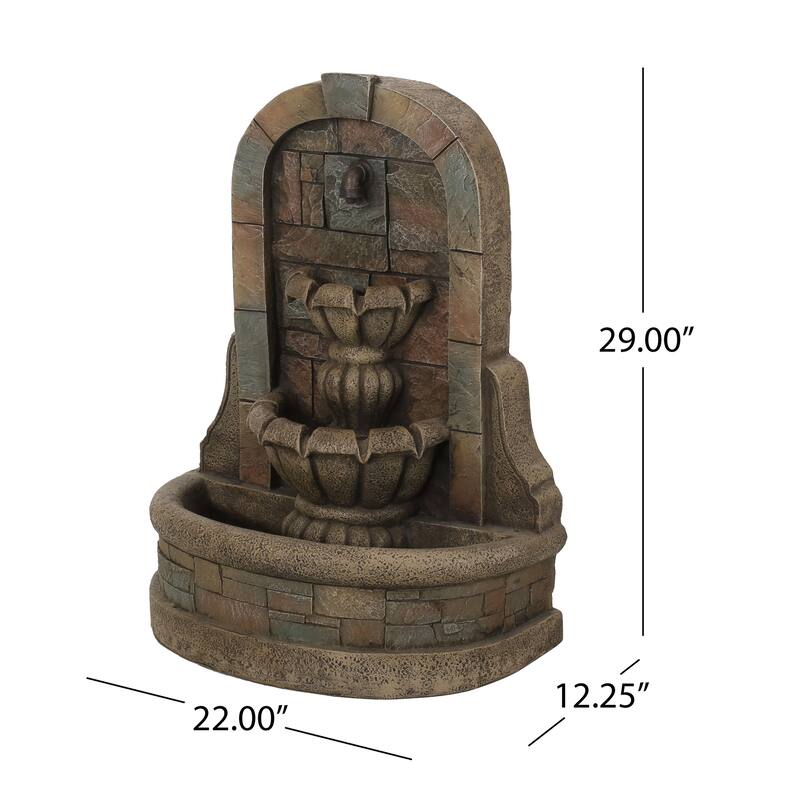 Roomfitters 29-Inch Outdoor Tiered Water Fountain, Classic Roman Design Weather-Resistant Faux Stone Floor Fountain, Stone Gray