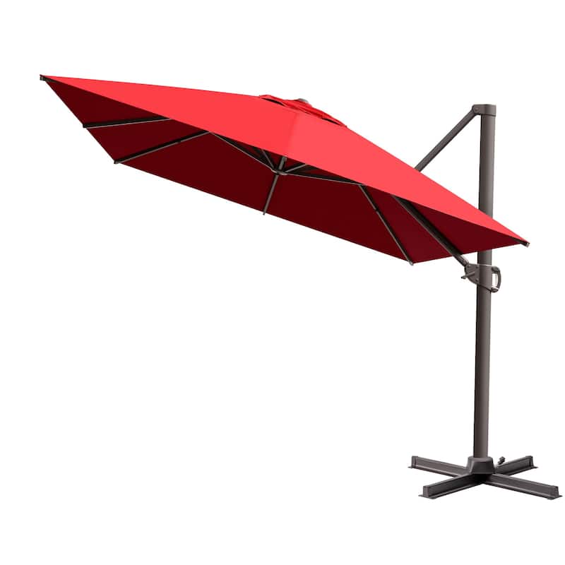 10 x 13 FT Luxury Aluminum Outdoor Shade Canopy Patio Cantilever Offset Umbrella with 360-degree Rotation