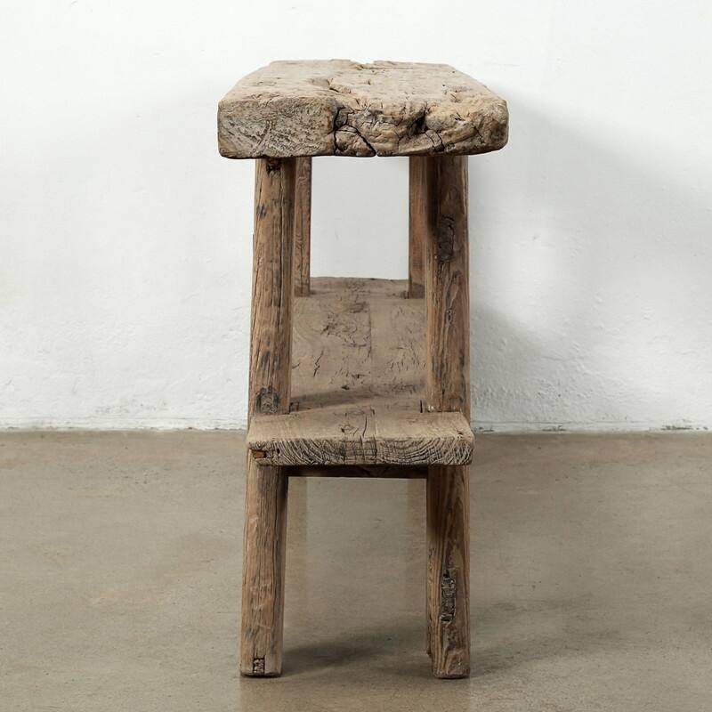 Approx. 76 Inches Wide Vintage Console Table with Shelf Weathered Natural
