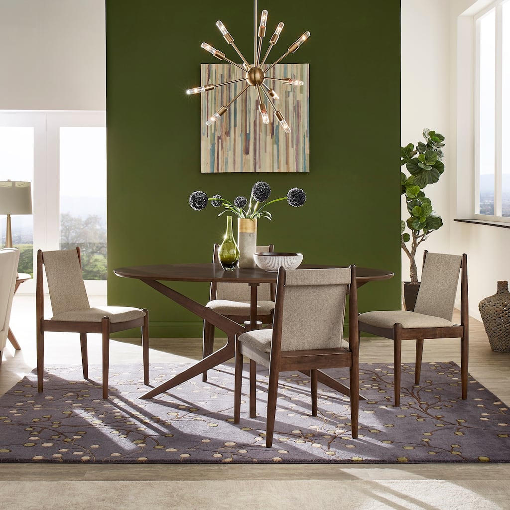 Rondo Walnut Finish Oval Dining Set (5PC) by iNSPIRE Q Modern