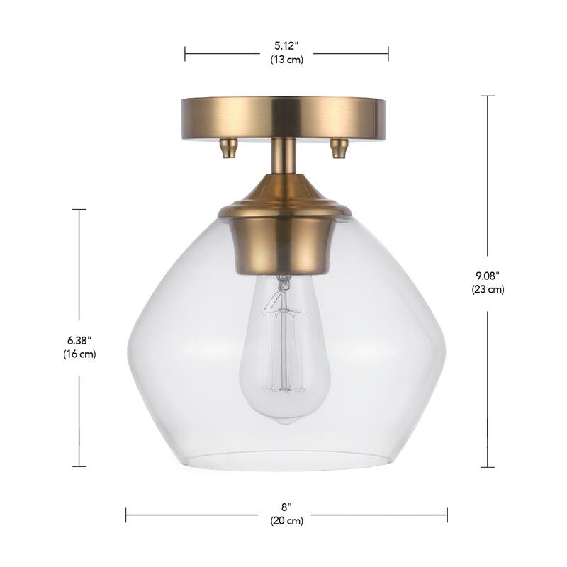 Harrow 1-Light Semi-Flush Mount Ceiling Lighting with Clear Glass Shade - one size