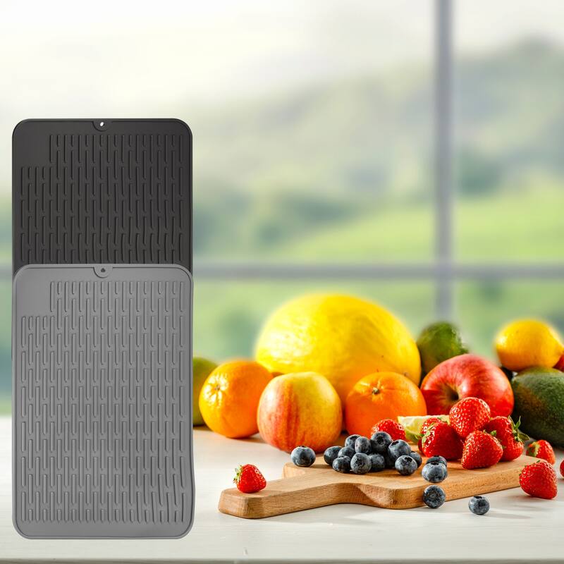 Silicone Dish Drying Mat Drainer Mat Non-Slip Counter Top Mat - 40 x 30 x 0.5cm