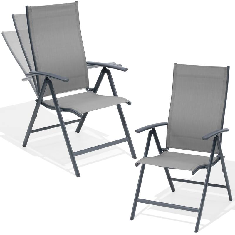 Outdoor Folding Patio Chair Set Adjustable Dining Chairs Set of 2/4/6