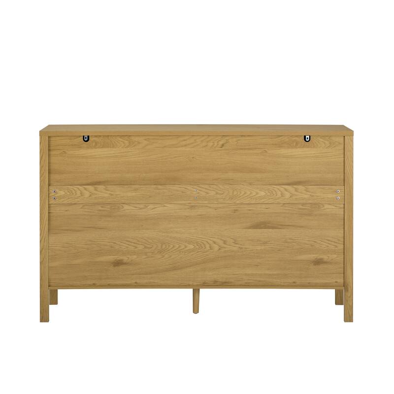 Storage Cabinet with 4 Stripe Door and Side Hooks, Buffet Cabinet Adjustable Shelves & Aluminum Handles for Living Room