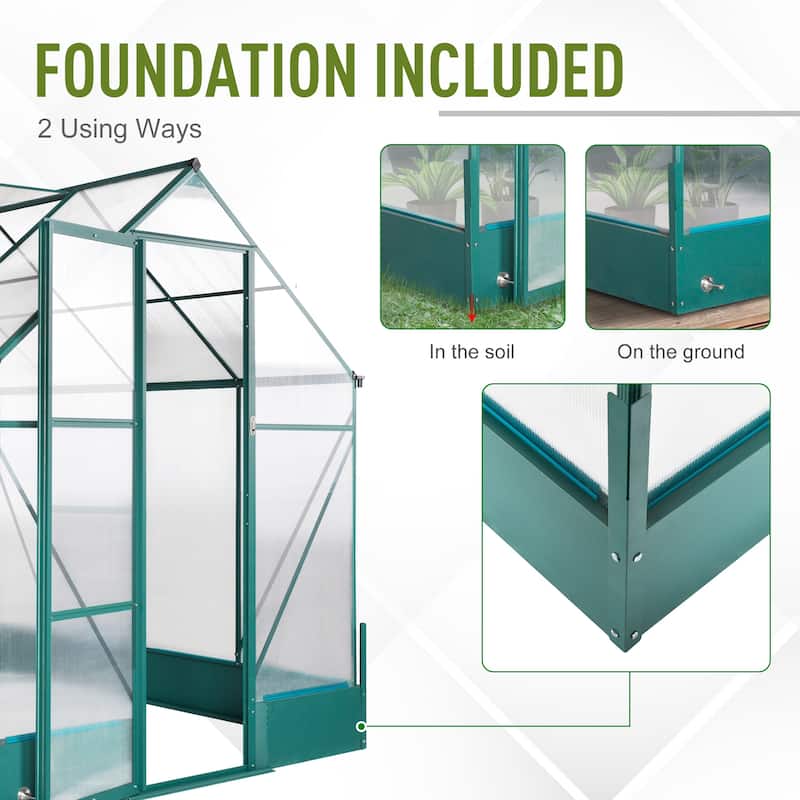 Outsunny Walk-in Plant Greenhouse for Backyard/Outdoor Use with Temperature Controlled Window, Aluminum Frame, PC Board