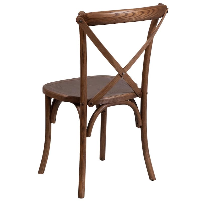 8' x 40" Rustic Folding Farm Table Set with 8 Cross Back Chairs and Cushions