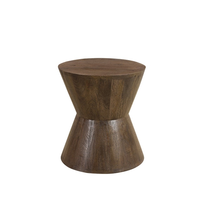 HomeRoots 18" Dark Brown Solid Wood Round End Table - 16' X '18' X '16