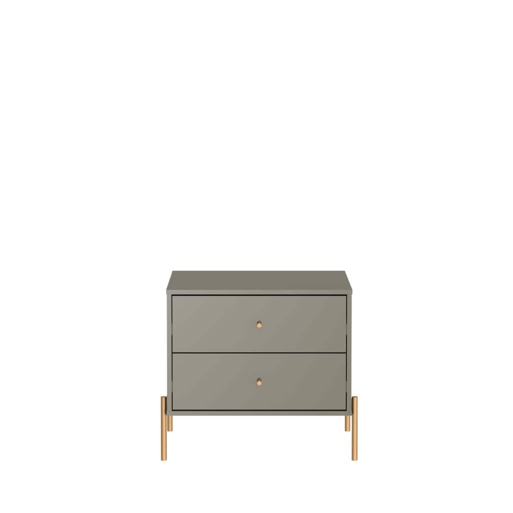Modern Nightstand with 2 Drawers and Accents Steel Legs