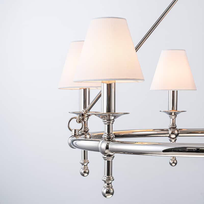 Vintage Chandelier 6-Light Classic Pendant Fixture with White Shades for Elegant Interior Lighting