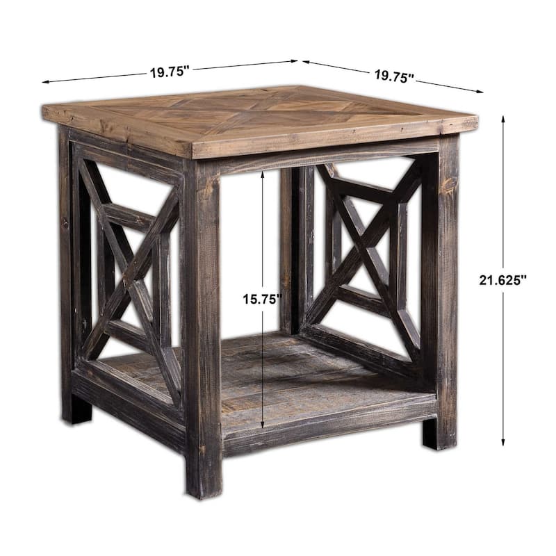 Uttermost Spiro Rustic Farmhouse 20" X 22" 100% Reclaimed Wood Side