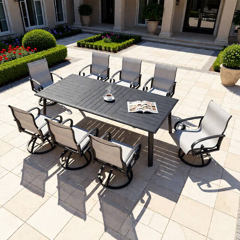 7/9-Piece Outdoor Dining Set Aluminum Dining Table with Sunbrella Swivel Chair