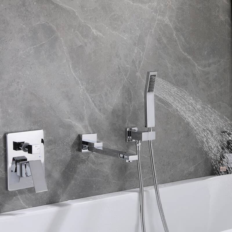Solid Brass Wall Mounted Roman Tub Faucet with Swivel Tub Spout and Rough-in Valve