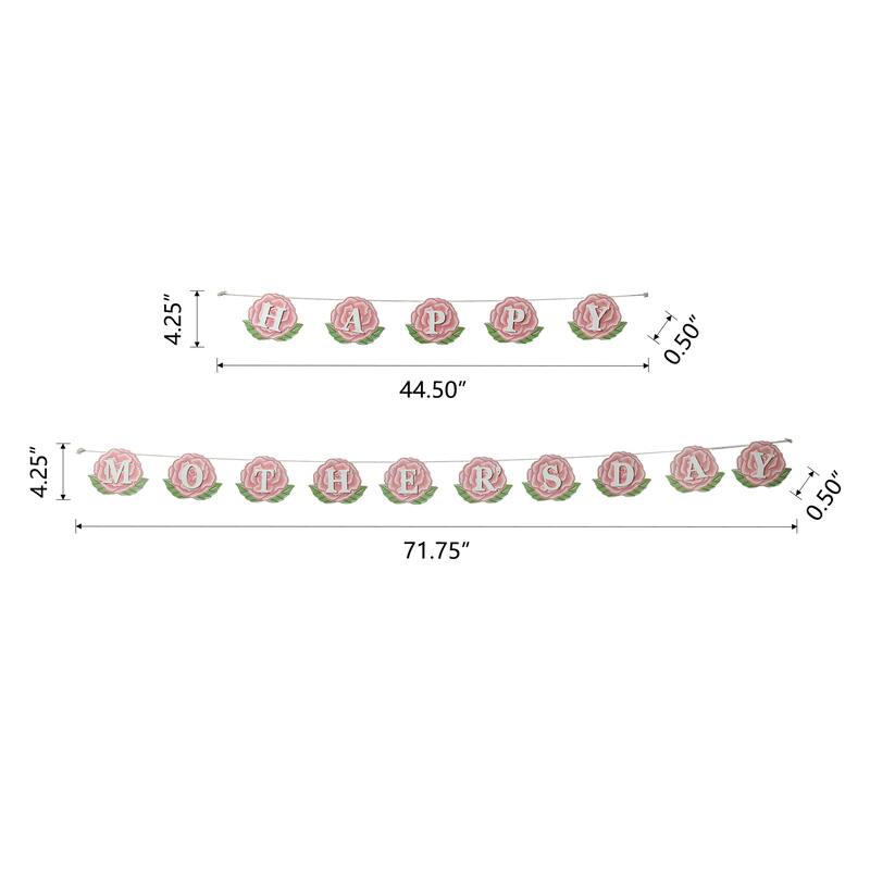 Glitzhome Set of 2 Happy Mothers Day Wooden Garland