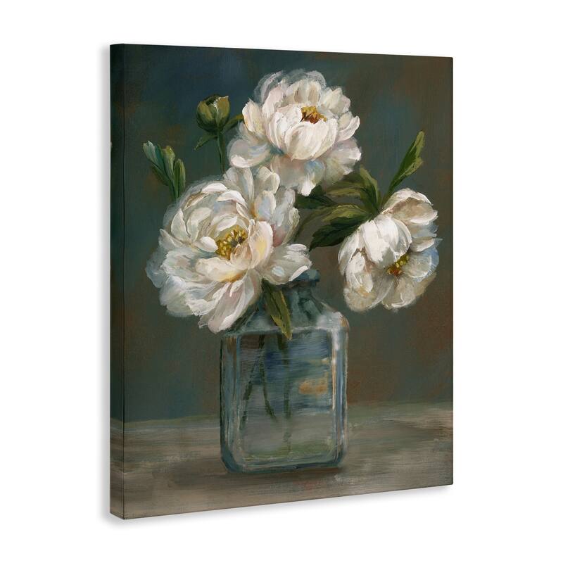 Stupell Traditional White Flower Trio Canvas Wall Art Design By Nan