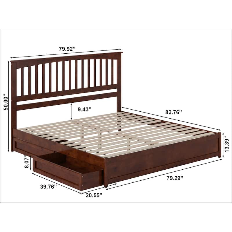 Everett Platform Bed with Panel Footboard and Storage Drawers