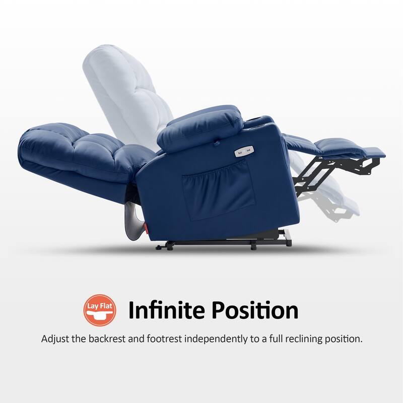 MCombo Medium Dual Motor Power Lift Recliner Chair with Massage and Heat for Elderly People, Faux Leather 7679