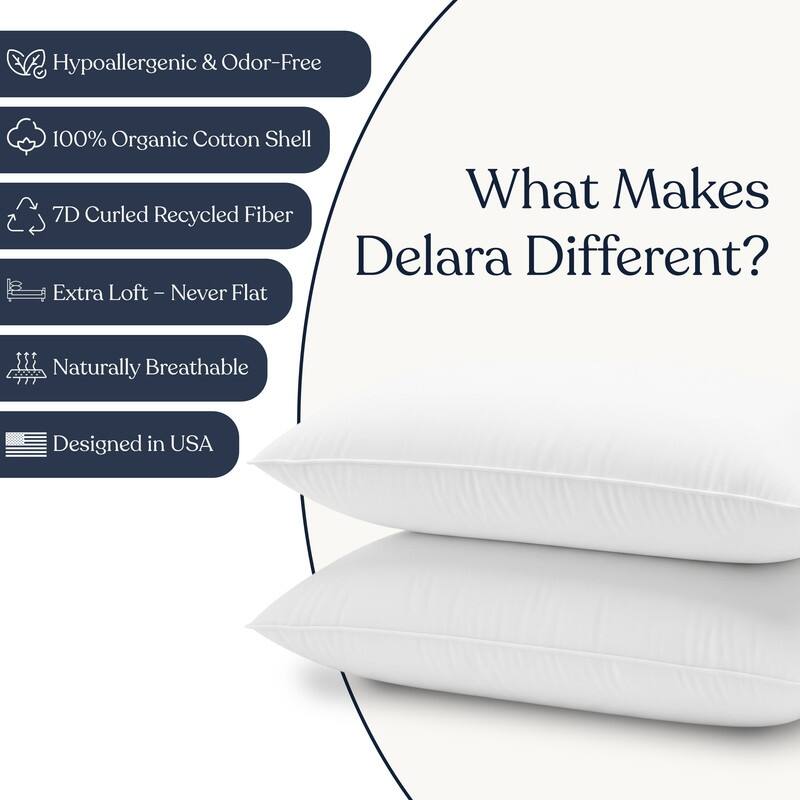 Delara Throw Pillow Inserts Organic Cotton, Down Alternative Fill, Set of 2