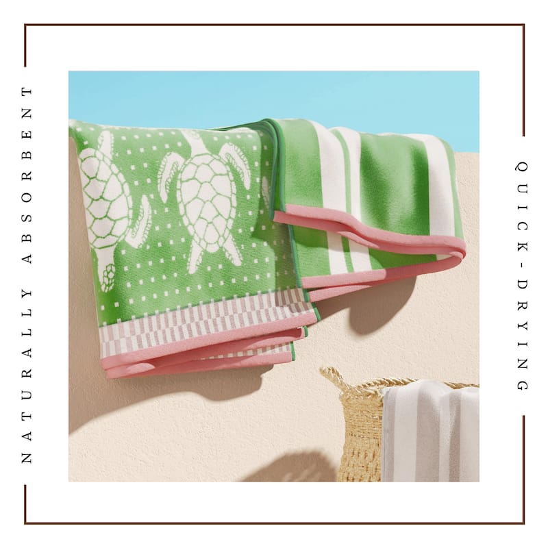 Linery & Co. 100% Cotton Jacquard 2 Pack Summer Beach Towels