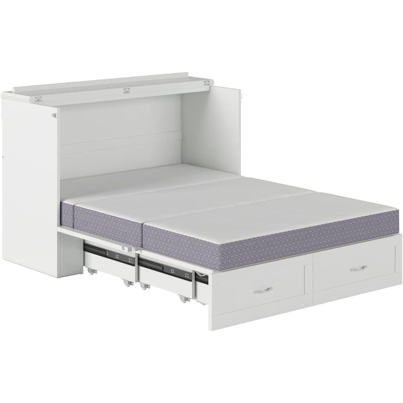Murphy Bed Chest with Mattress & Charging - Space Saving Folding Bed
