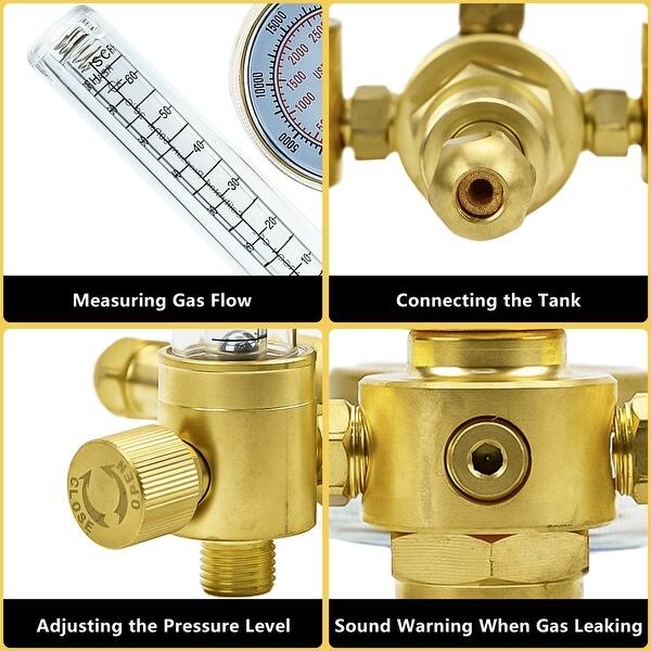 YESWELDER Dual Output Argon Regulator Flow Meter CGA580 Inlet For TIG MIG Welding