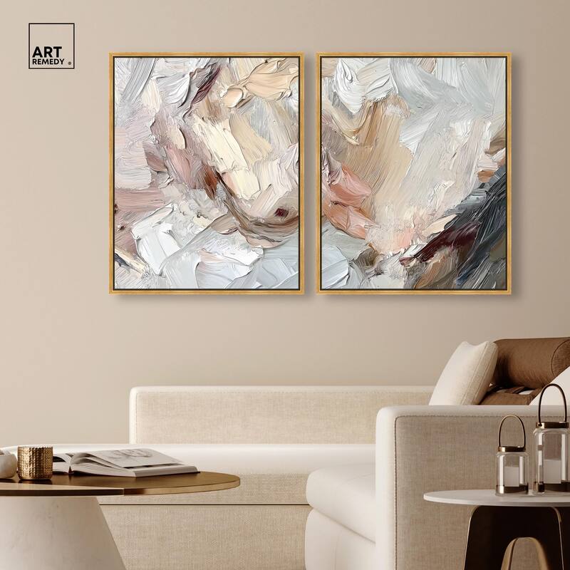 Running Horse Neutral I Canvas Set of 2 by Art Remedy