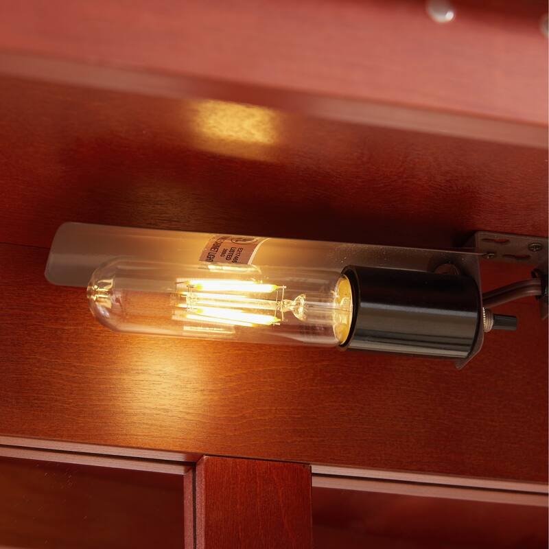Lighted Glass Curio Display Cabinet with 1 Drawer and Bulb