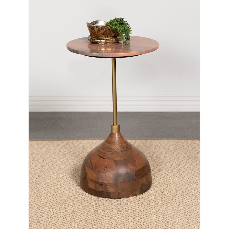 Colima Round Wood Top Accent Side Table Peach